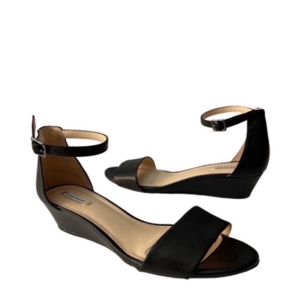 Alex Marie Wedge Ankle Strap Sandals Leather Black Size 9.5W - Picture 7 of 13
